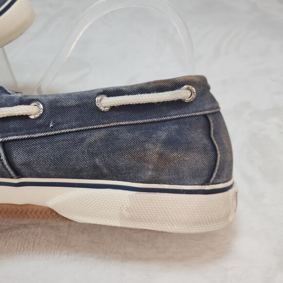 Sperry Top Sider Mens 12 Blue Canvas Boat Shoes Faded Low Tops Fabric Preppy - Picture 8 of 15